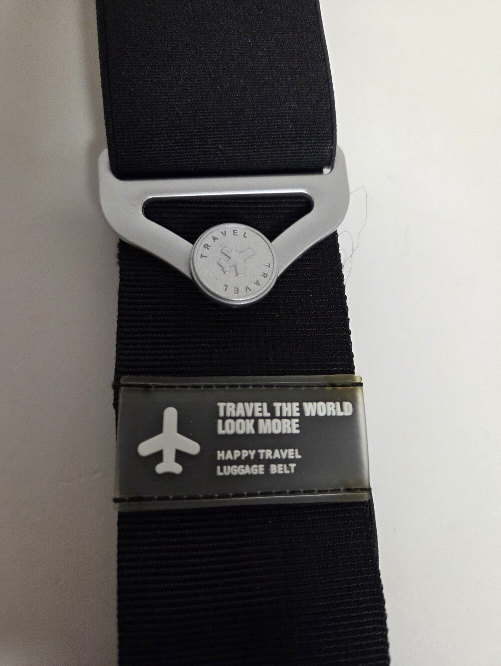 Black Luggage Belt with Plane Accent